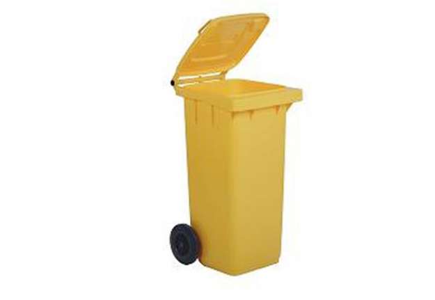 Immagine di Bidone carrellato - 48x55x93 cm - 120 L - giallo - Mobil Plastic