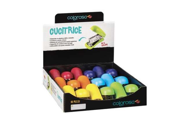 Immagine di Cucitrice - ABS - colori assortiti - Colorosa - expo da banco 18 pezzi