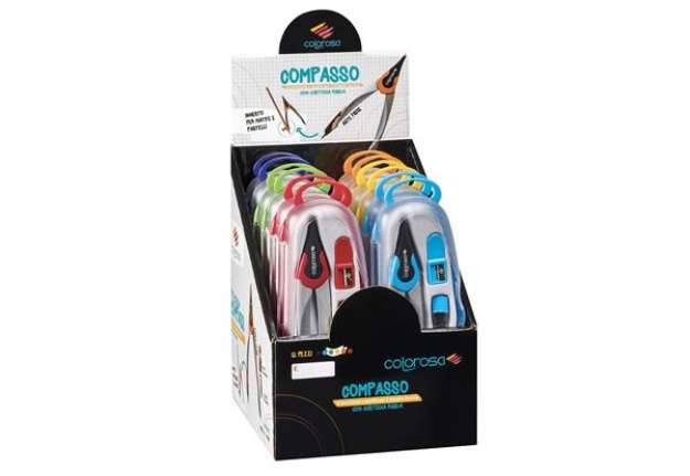 Immagine di Compasso - aste fisse - colori assortiti - RiPlast - expo 12 pezzi