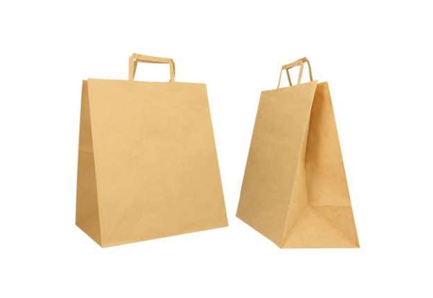 Immagine di Shopper Flat Large - 28 x 17 x 32 cm - carta kraft - avana - Mainetti Bags - conf. 250 pezzi