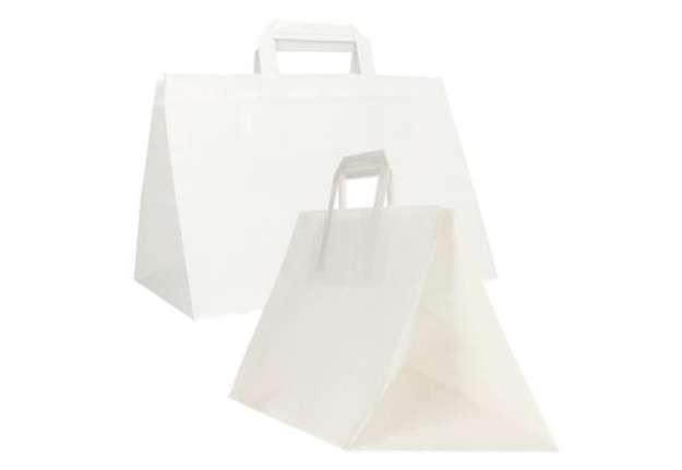 Immagine di Shopper Flat XLarge - 32 x 22 x 24 cm - carta kraft - bianco - Mainetti Bags - conf. 200 pezzi