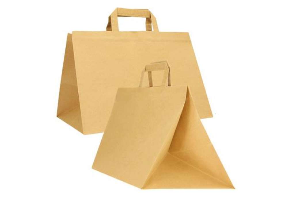 Immagine di Shopper Flat XLarge - maniglie piattina - 32 x 22 x 24 cm - carta kraft - avana - Mainetti Bags - co