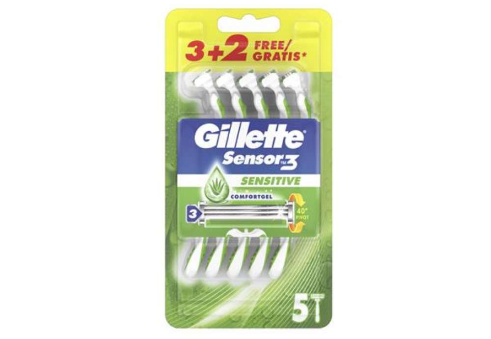 Immagine di Gillette Sensor 3 Sensitive - confezione usa&getta 3 + 2 pezzi