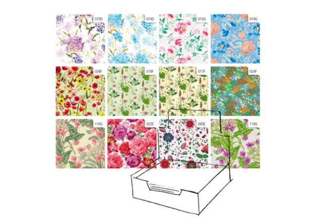Immagine di Carta regalo - raso - Fiori - 70 x 100 cm - Rex Sadoch - scatola 100 fogli