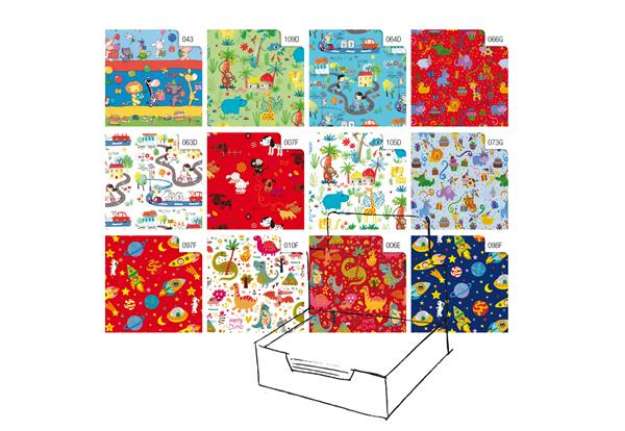 Immagine di Carta regalo - raso - Bambini - 70 x 100 cm - Rex Sadoch - scatola 100 fogli