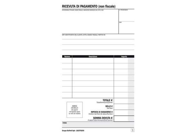 Immagine di Blocco ricevute B&B/affittacamere - 25/25 - copie autoric. - 16,8 x 10 cm - DU16257B250 - Data Uffic