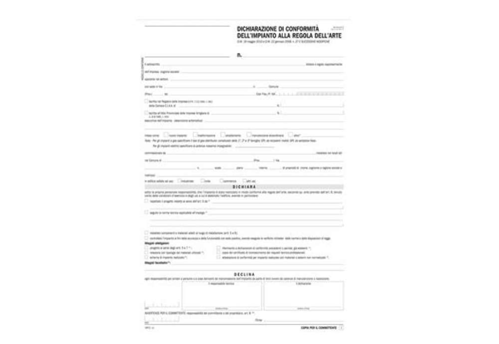 Immagine di Dichiarazione conformità impianto - snap 5 copie autoric. - 31 x 21 cm - DU184110000 - Data Ufficio