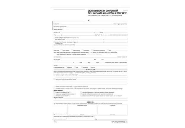 Immagine di Dichiarazione conformità impianto - snap 5 copie autoric. - 31 x 21 cm - DU184110000 - Data Ufficio