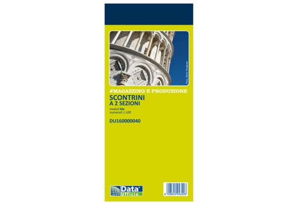 Immagine di Blocco scontrino 2 sezioni - 100 copie numerate - blu - 5,8 x 13 cm - DU160000040 - Data Ufficio