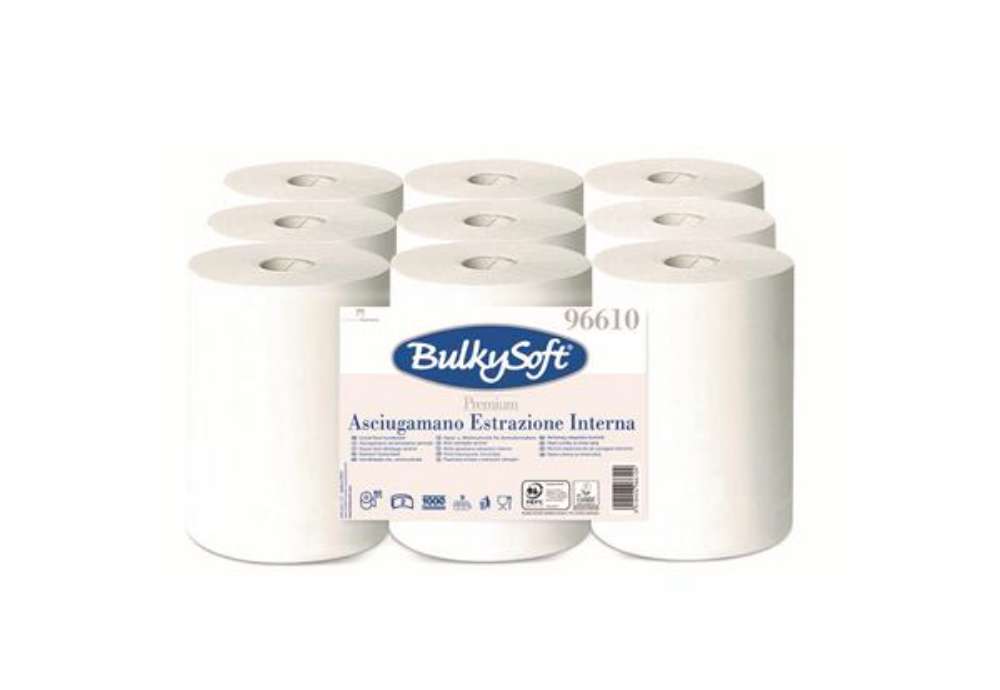 Immagine di Asciugamani in rotolo Premium - Mini - 215 mm x 60 mt - diametro 13 cm - 2 veli - 19 gr - 200 strapp