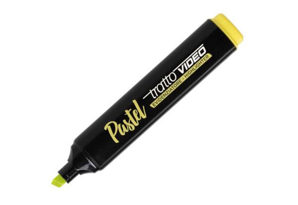 Immagine di Evidenziatore Tratto Video pastel  - punta a scalpello - tratto da 1,0mm-5,0mm - giallo pastel- Trat