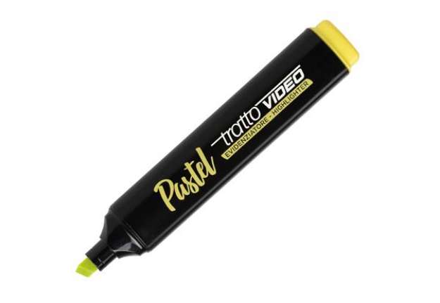 Immagine di Evidenziatore Tratto Video pastel  - punta a scalpello - tratto da 1,0mm-5,0mm - giallo limone - Tra