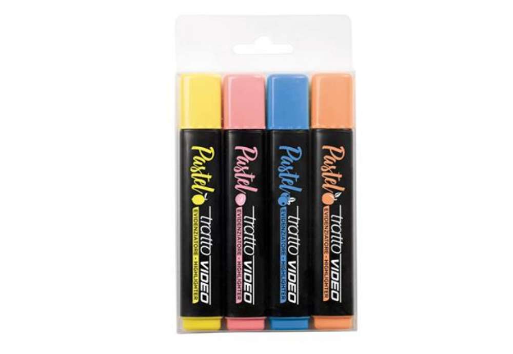 Immagine di Evidenziatore Tratto Video Pastel - punta a scalpello - tratto da 1 - 5 mm - colori assortiti - Trat