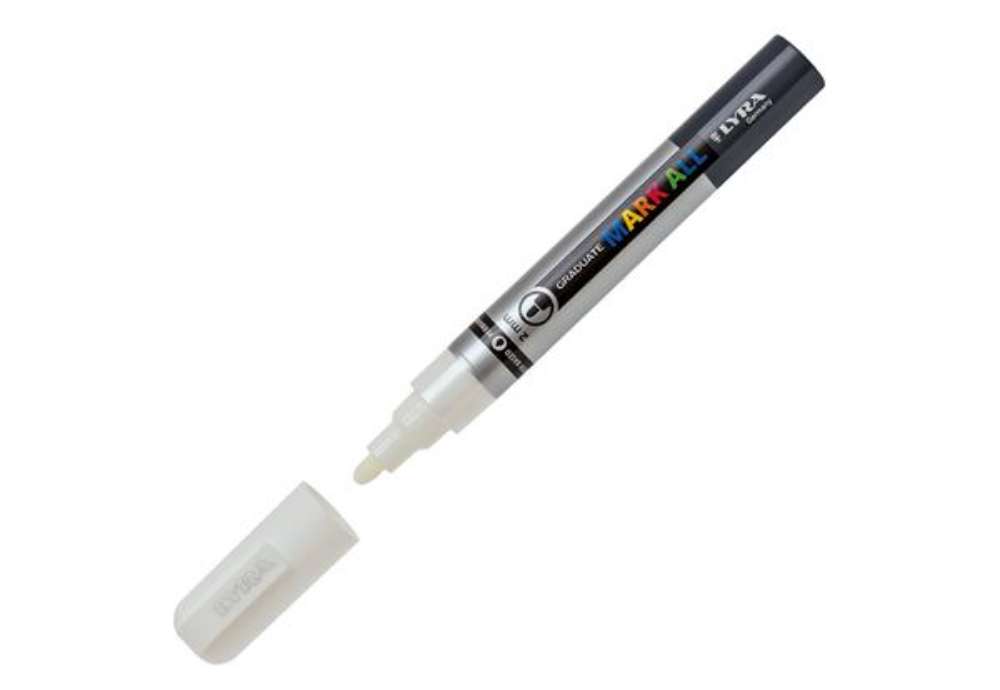 Immagine di Marcatore a base d'acqua Graduate Mark All  - punta tonda 2mm - bianco - Lyra