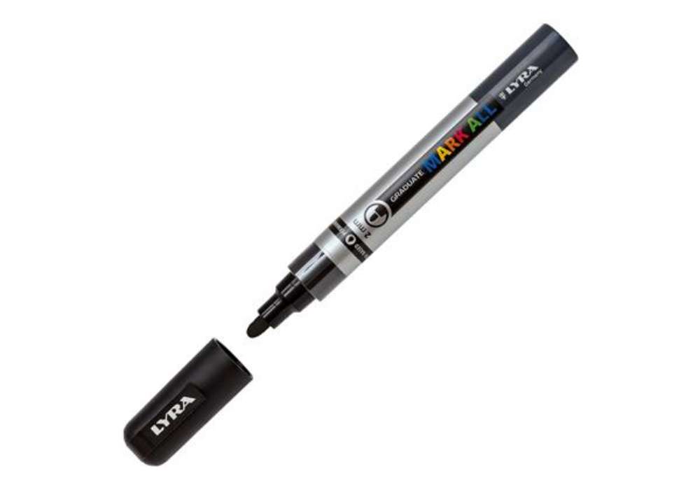 Immagine di Marcatore a base d'acqua Graduate Mark All  - punta tonda 2mm - nero - Lyra