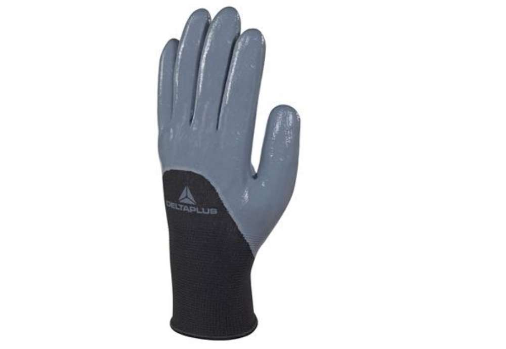 Immagine di Guanti per protezione meccanica VE715GR - maglia di poliestere - palmo nitrile - taglia 08 - grigio