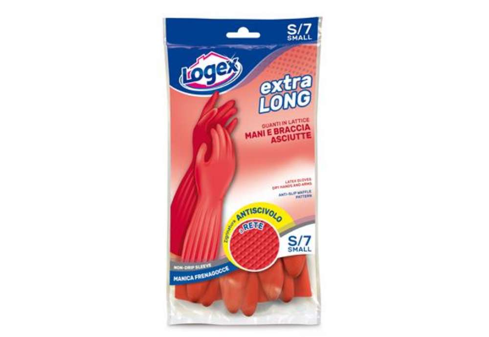 Immagine di Guanti in lattice Extralong - taglia S - rosso - Logex Professional