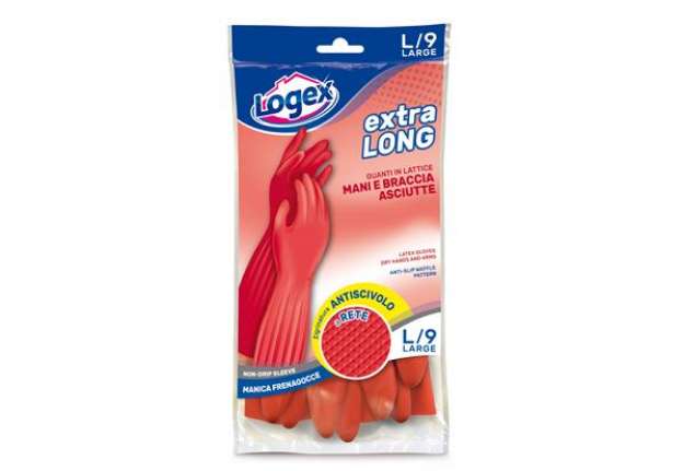 Immagine di Guanti in lattice Extralong - taglia L - rosso - Logex Professional
