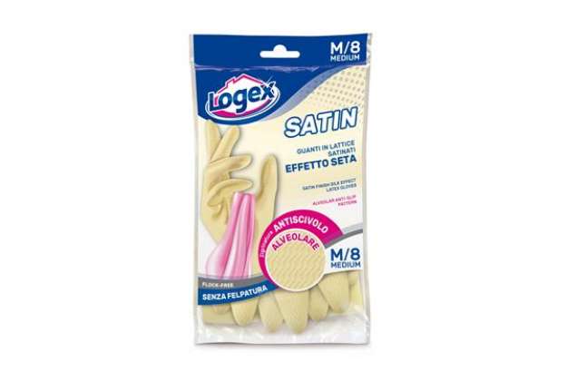 Immagine di Guanti in lattice Satin - taglia M - crema - Logex Professional