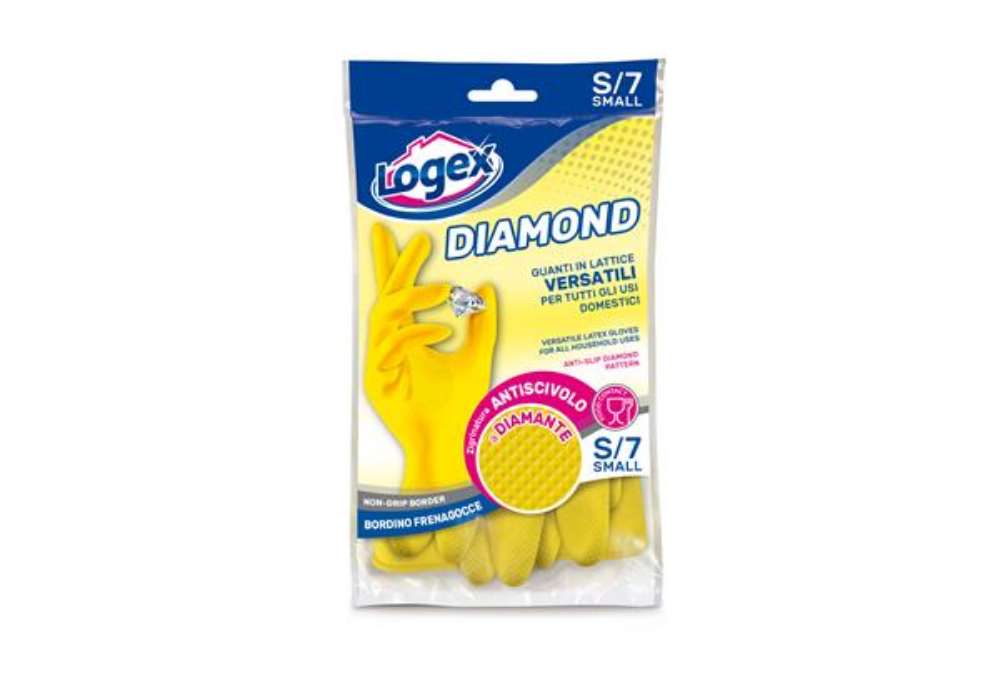 Immagine di Guanti in lattice Diamond - taglia S - giallo - Logex Professional