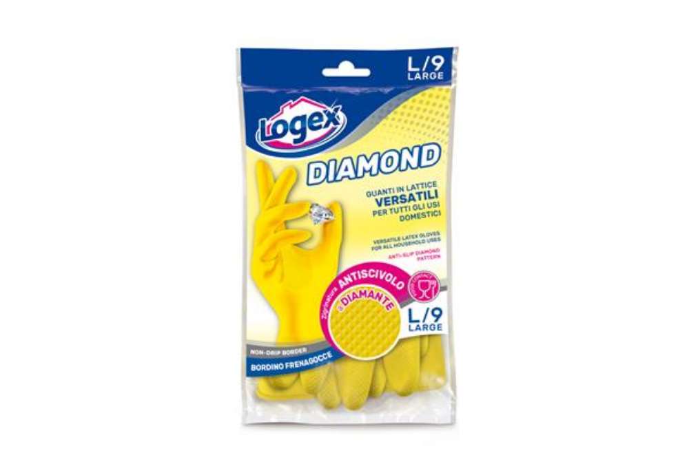 Immagine di Guanti in lattice Diamond - taglia L - giallo - Logex Professional