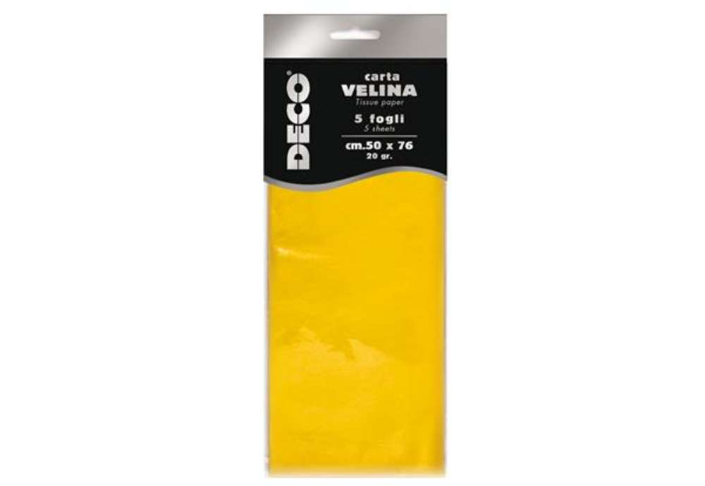 Immagine di Carta velina - 50 x 76 cm - 20 gr - giallo - Deco - busta 5 fogli