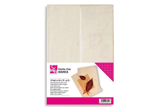 Immagine di Carta riso - 50 x 70 cm - 25 g -  bianco - CWR - conf. 10 fogli