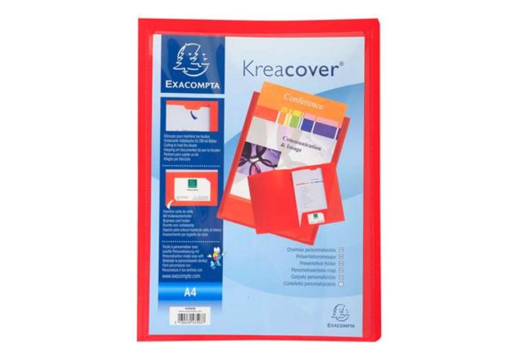 Immagine di Cartella di presentazione con 2 alette Kreacover - A4 - PP - rosso - Exacompta