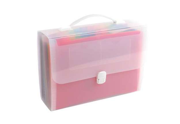 Immagine di Classificatore valigetta con maniglia - cristallo - 33x29cm - 24 tasche - Exacompta
