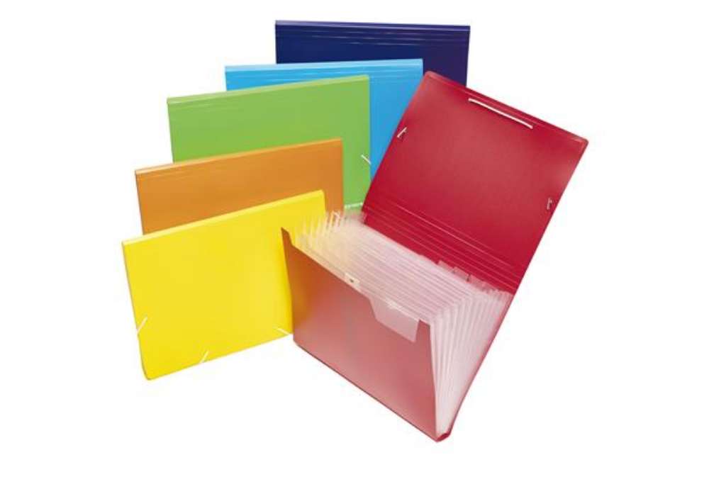 Immagine di Portadocumenti a soffietto - 12 tasche - A4 - PP - colori assortiti - Colorosa