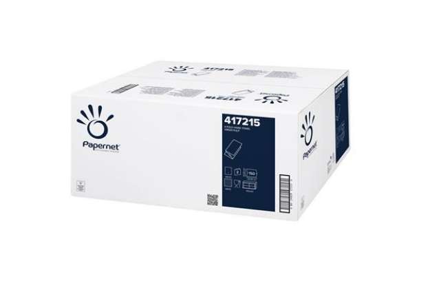 Immagine di Asciugamani piegati a V - 2 veli - 18 gr - goffratura a onda - 24 x 21 cm - bianco - Papernet - conf