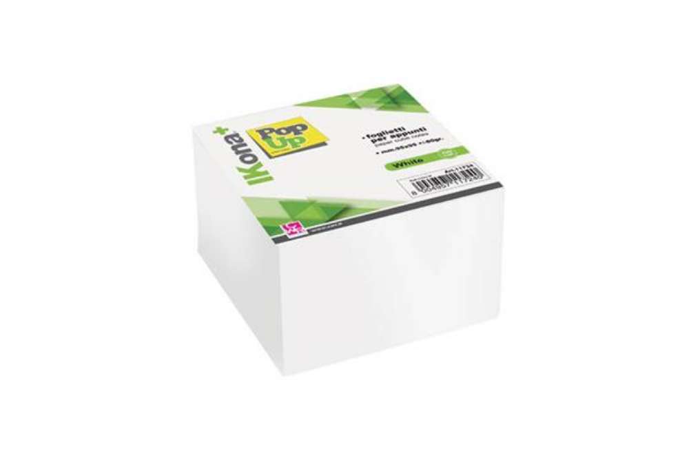 Immagine di Foglietti Cubo - collato su un lato - bianco - 9,5 x 9,5 cm - 700 fogli - IKona+