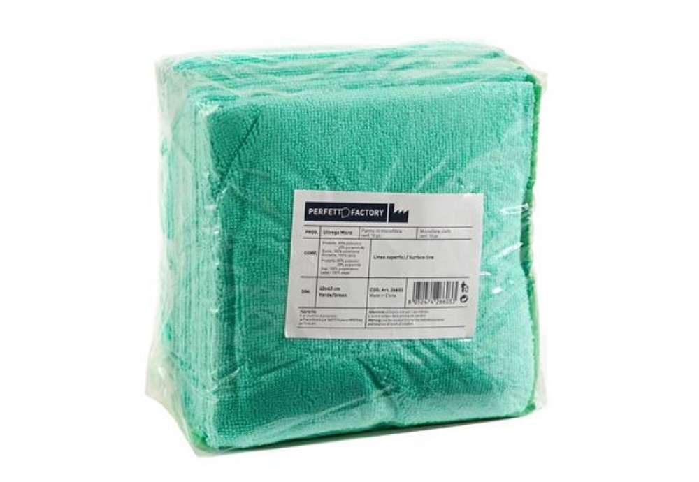 Immagine di Panni microfibra Ultrega - 40 x 40 cm - verde - PerfettoFactory - conf. 10 pezzi