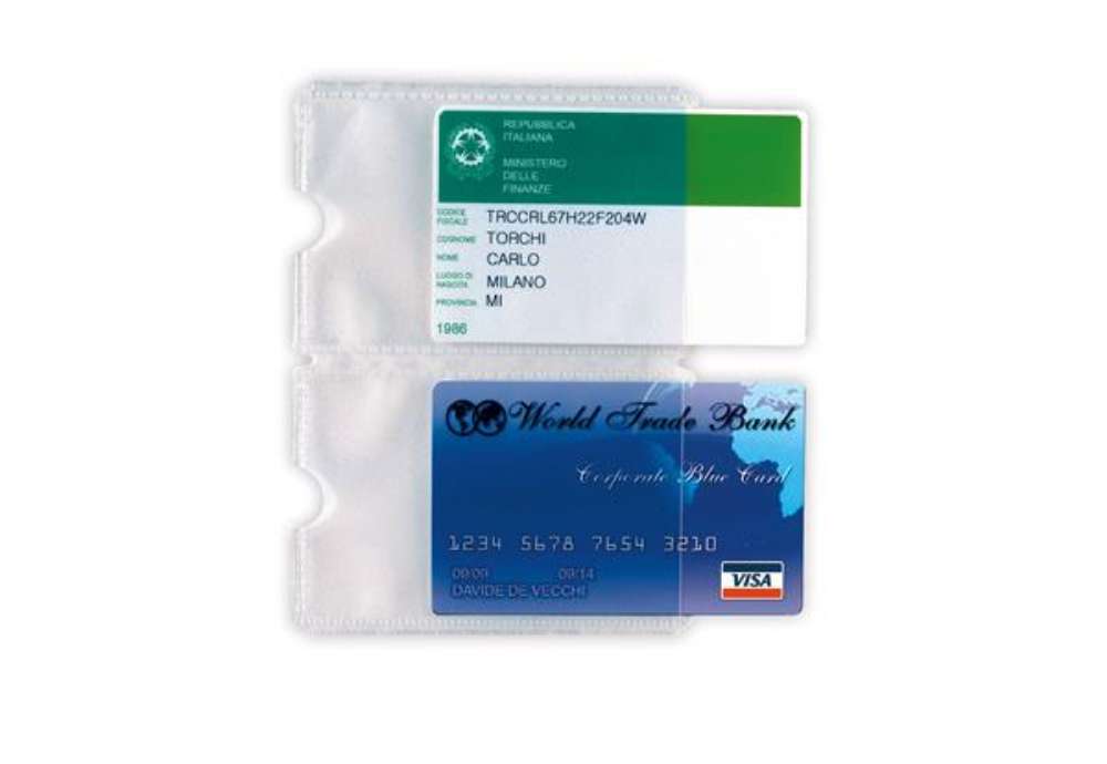 Immagine di Busta porta card - 5,8 x 8,7 cm - 2 tasche - trasparente - Sei Rota