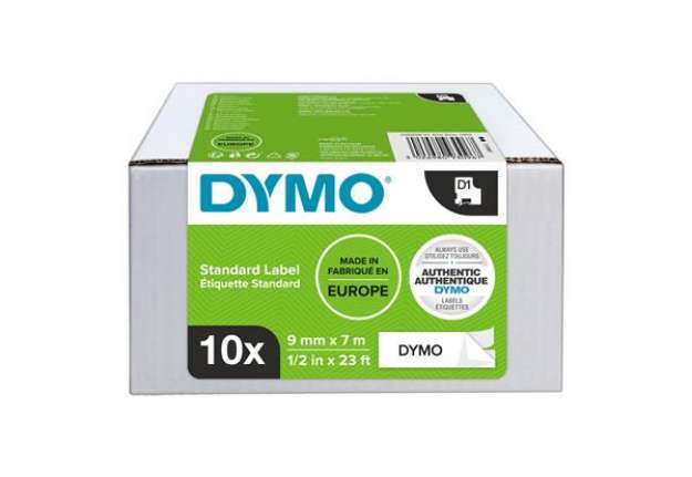 Immagine di Nastri Dymo D1 - 9 mm x 7 mt - nero/bianco - Dymo - value pack 10 pezzi
