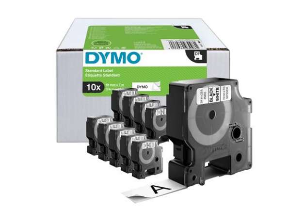 Immagine di Nastri Dymo D1 - 19 mm x 7 mt - nero/bianco - Dymo - value pack 10 pezzi