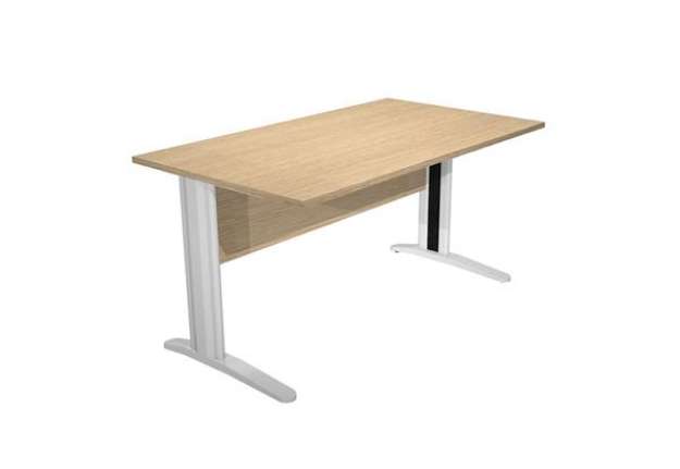 Immagine di Scrivania Easy fianchi verniciati effetto cromato - lineare - 140 x 80 x 72 cm - rovere