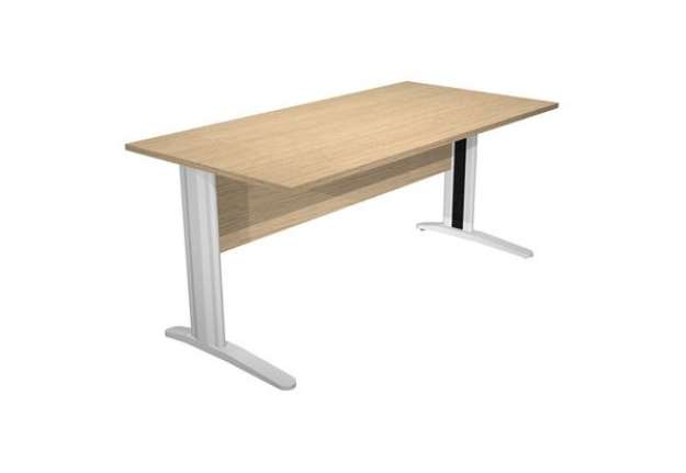 Immagine di Scrivania Easy fianchi verniciati effetto cromato - lineare - 160 x 80 x 72 cm - rovere