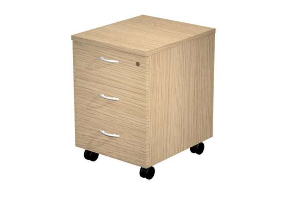 Immagine di Cassettiera Easy - 3 cassetti - con ruote - 41,8 x 52 x 59,5 cm - rovere