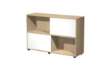Immagine di Libreria bassa Tetris a 2 ripiani ante scorrevoli - 120x35x79 cm - rovere/bianco