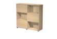 Immagine di Libreria bassa Tetris a 3 ripiani ante scorrevoli - 120x35x116 cm - rovere/rovere