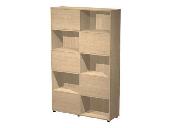 Immagine di Libreria alta Tetris - 5  ripiani - ante scorrevoli - 120 x 35 x 191 cm - rovere/rovere