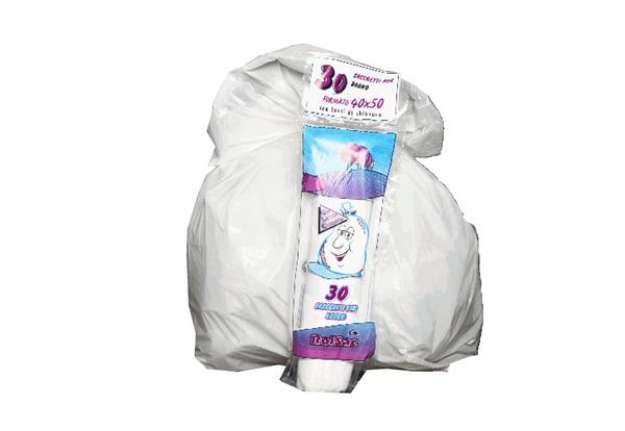 Immagine di Sacchi bagno - 40 x 50 cm - 15 L - 16 micron - bianco - Rolsac - conf. 30 pezzi
