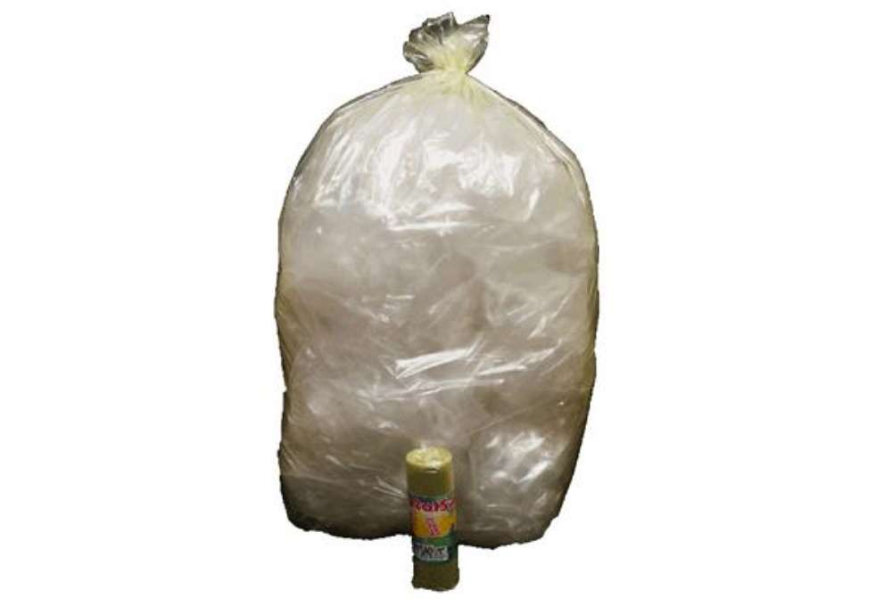 Immagine di Sacchi - 70 x 110 cm - 110 L - 22 micron - MDPE/HDPE - giallo trasparente - Rolsac - conf. 10 pezzi