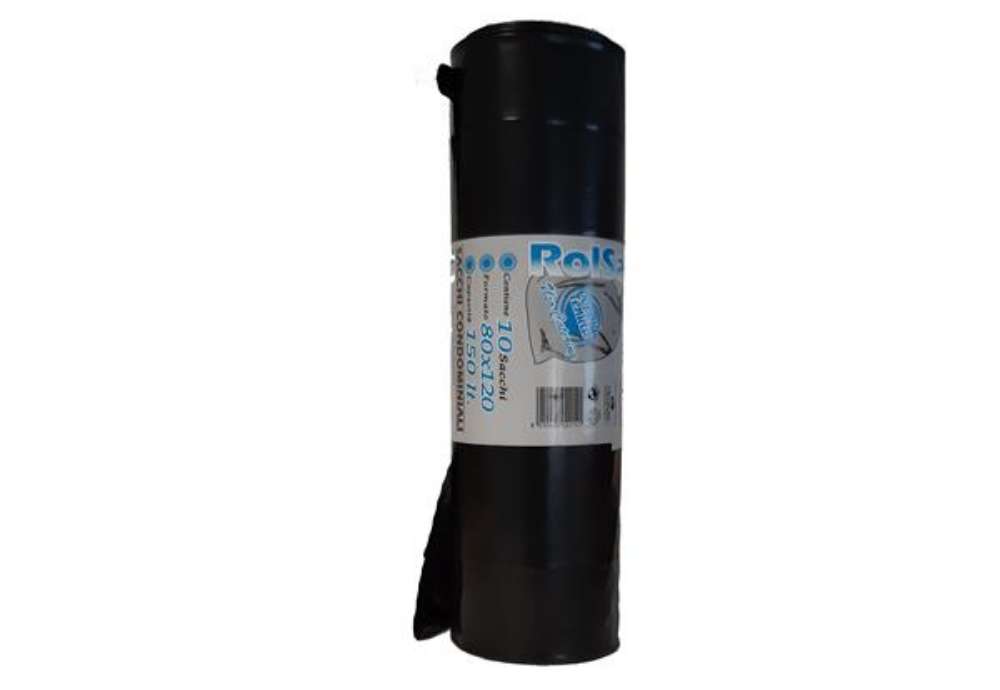 Immagine di Sacchi - 80 x 120 cm - 150 L - 74 micron - MDPE/HDPE - nero - Rolsac - conf. 10 pezzi