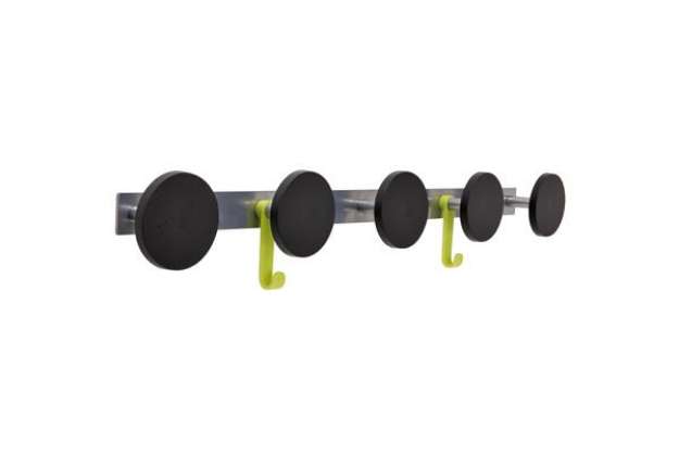 Immagine di Appendiabiti da muro - 5 posti - 77 x 9 cm - nero/acciaio - Alba