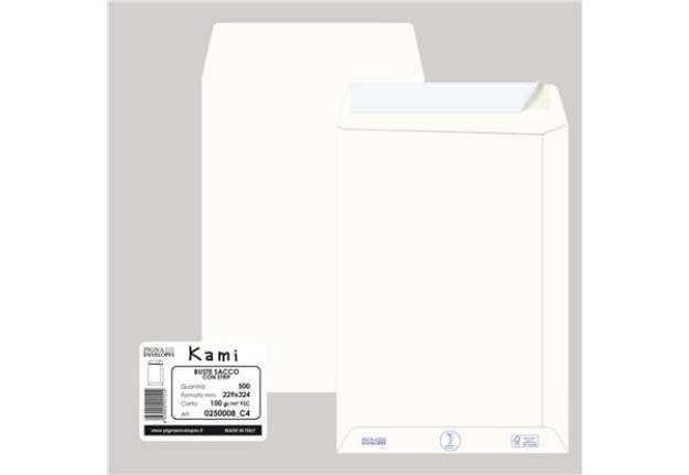 Immagine di Busta a sacco Kami Strip - 22,9 x 32,4 cm cm - 100 gr - carta riciclata FSC - bianco - Pigna Envelop