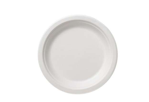 Immagine di Piatto piano monouso Bio - rotondo - diametro 22,5 cm - cellulosa/canna da zucchero - bianco - Leone