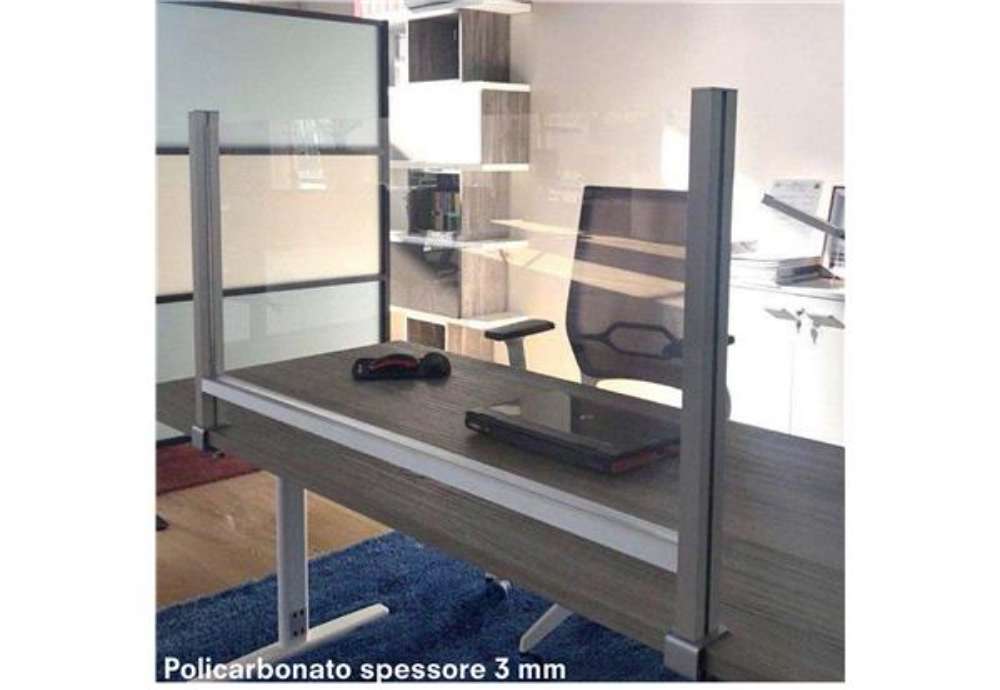 Immagine di Schermo protettivo - da scrivania - con morsetto in alluminio - 60 x 102 cm - Studio T
