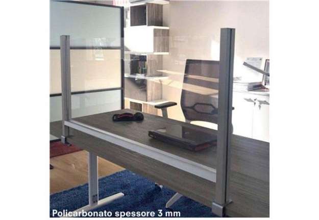 Immagine di Schermo protettivo - da scrivania - con morsetto in alluminio - 60 x 102 cm - Studio T